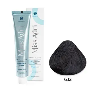 6,12 темный блонд пепельный перламутровый крем-краска Miss Adri Brazilian Elixir Ammonia free 100мл